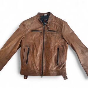 Florence Moon Vera Pelle Genuine Tan Leather Jacket. Made in Italy